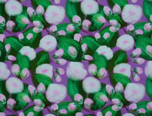 Dzianina Wiskozowa Wzór w Rozmyte Kwiaty