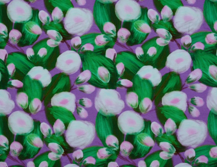 Dzianina Wiskozowa Wzór w Rozmyte Kwiaty