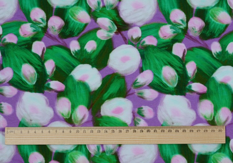 Dzianina Wiskozowa Wzór w Rozmyte Kwiaty