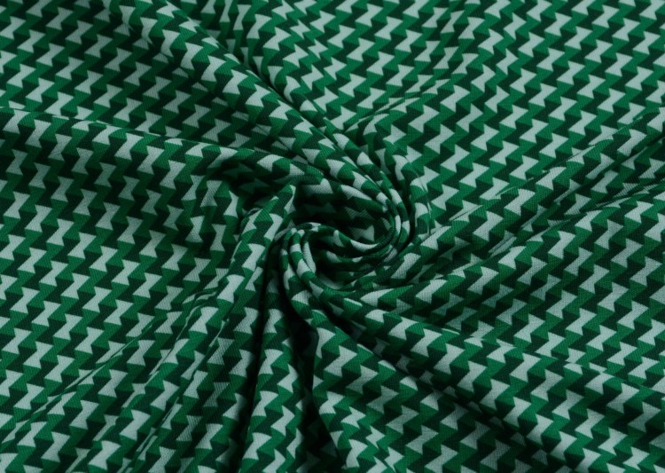 Dzianina Wiskozowa Nadrukowany Zielony Wzór