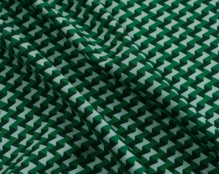 Dzianina Wiskozowa Nadrukowany Zielony Wzór