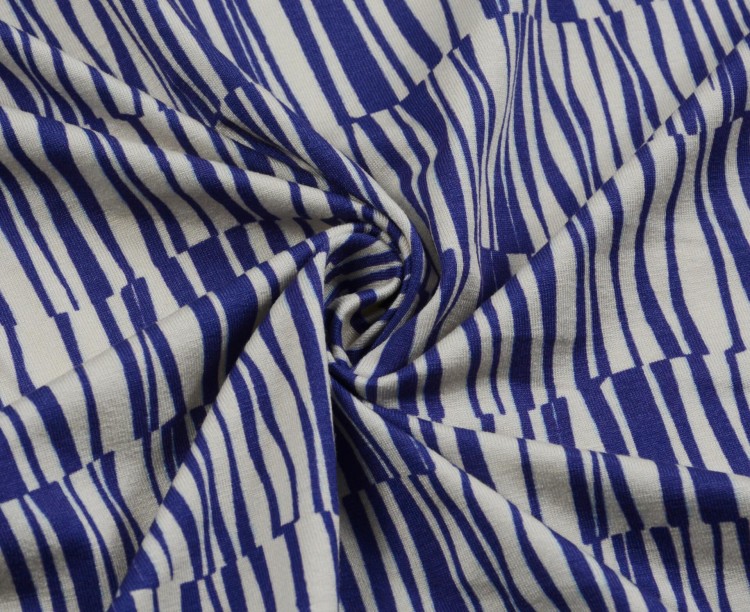 Dzianina Wiskozowa Biało-Niebieska Paski