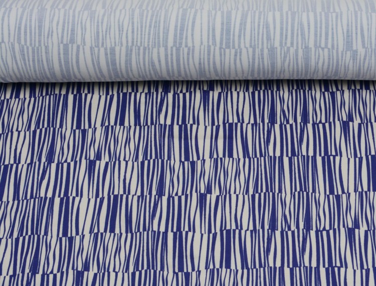 Dzianina Wiskozowa Biało-Niebieska Paski