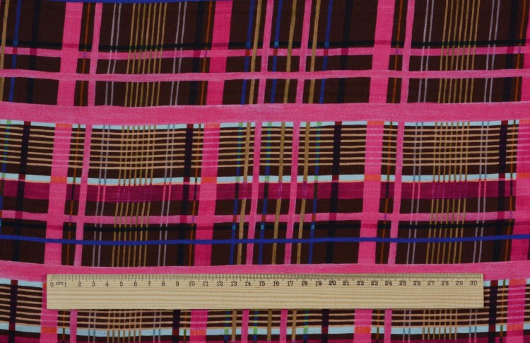 Tkanina Wiskozowa Różowa Krata