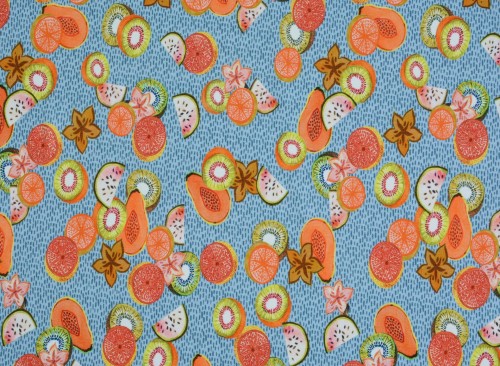 Dzianina Wiskozowa Wzór w Owoce