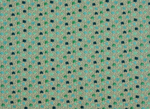 Dzianina Wiskozowa Zielone Koła na Kremowym Tle