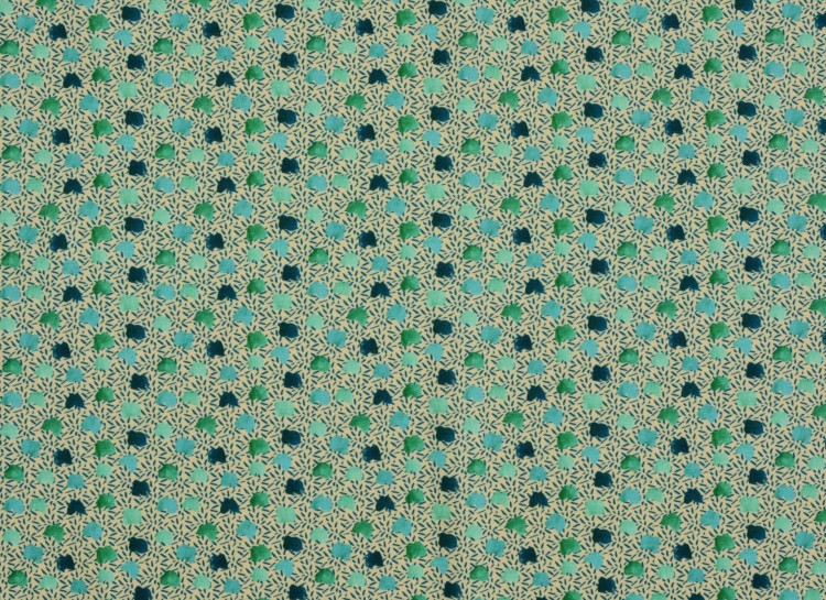 Dzianina Wiskozowa Zielone Koła na Kremowym Tle