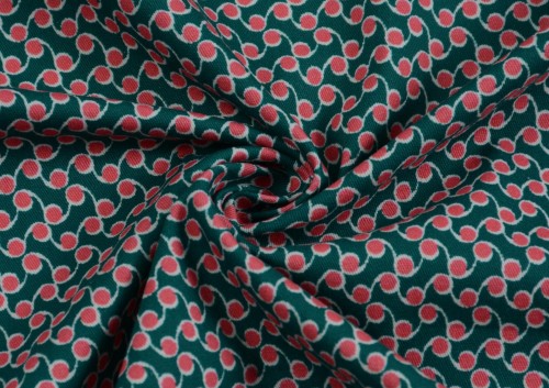 Tkanina Bawełniana Wzór w Koła na Zielonym Tle