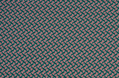 Tkanina Bawełniana Wzór w Koła na Zielonym Tle