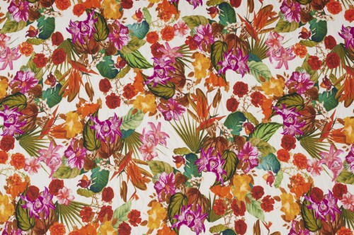 Tkanina Bawełniana w Wielokolorowy Kwiatowy Wzór