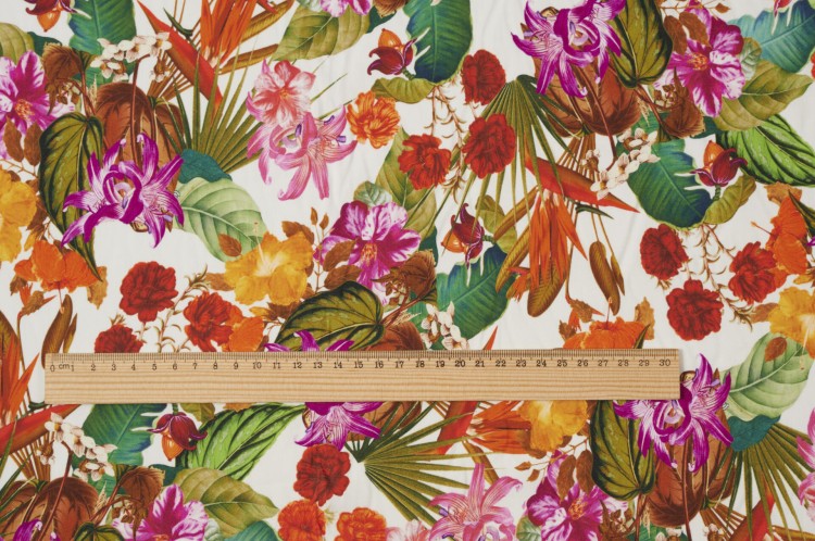 Tkanina Bawełniana w Wielokolorowy Kwiatowy Wzór