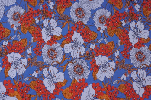 Dzianina Wiskozowa z Elastanem w Różnokolorowy Kwiatowy Wzór