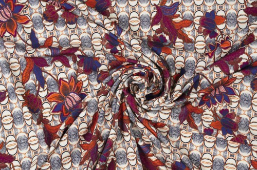 Dzianina Wiskozowa z Elastanem w Kwiatowy Wzór