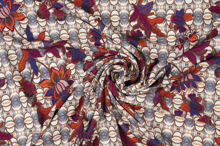 Dzianina Wiskozowa z Elastanem w Kwiatowy Wzór