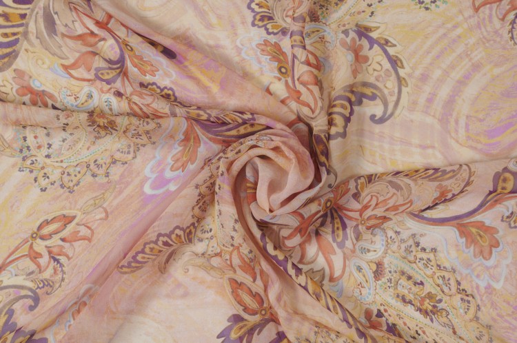 Cienki Szyfon Wiskozowy w Kwiatowe Wzory