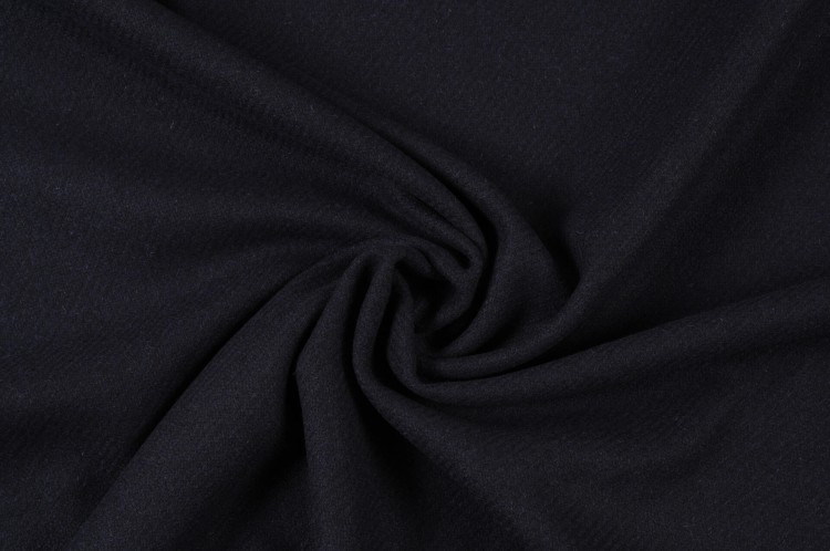 Gruba Tkanina Wełniana Granatowa o Diagonalnym Splocie