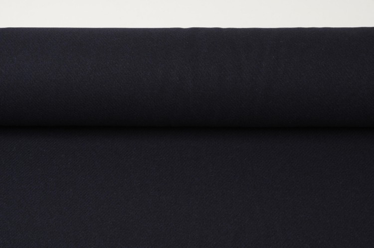 Gruba Tkanina Wełniana Granatowa o Diagonalnym Splocie