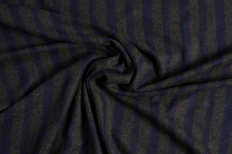 Dzianina Wełniana z Poliamidem w Pasy Granat, Szarość i Fioletowa Poświata