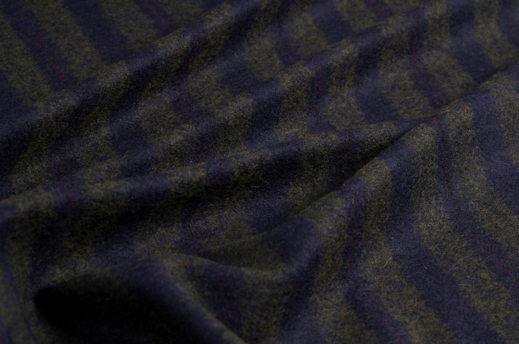 Dzianina Wełniana z Poliamidem w Pasy Granat, Szarość i Fioletowa Poświata