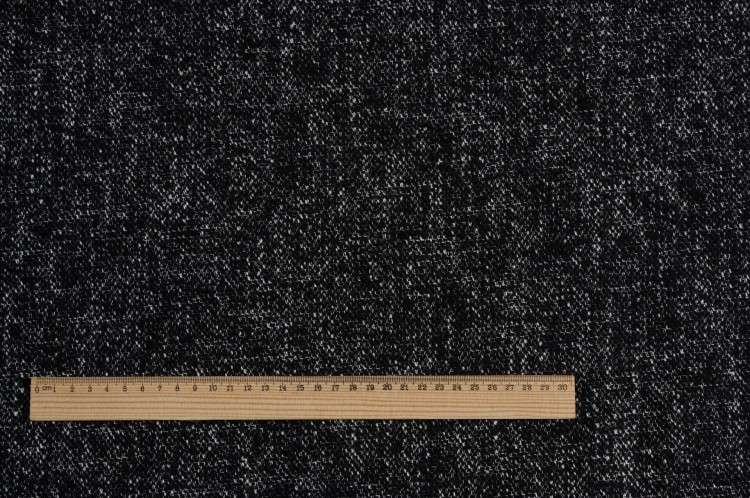 Tkanina Wełniana z Bawełną w Czarno-Biały Melanż