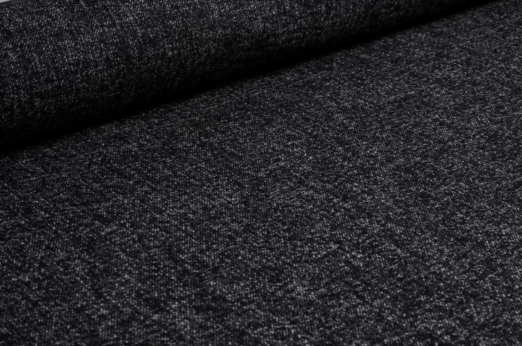 Tkanina Wełniana z Bawełną w Czarno-Biały Melanż