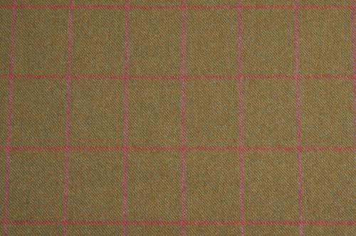 Tkanina Wełniana w Zieloną Kratę z Różowym Akcentem