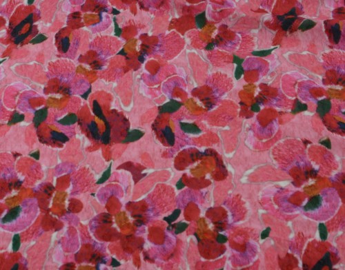 Tkanina Wiskozowa Różowa Kwiatowy Wzór