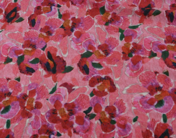 Tkanina Wiskozowa Różowa Kwiatowy Wzór