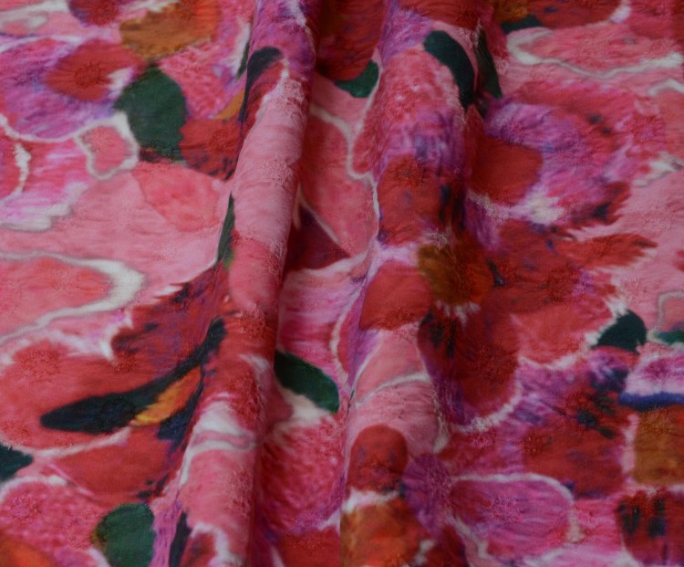 Tkanina Wiskozowa Różowa Kwiatowy Wzór