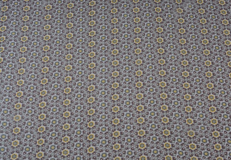 Szyfon Jedwabny Żółto-Brązowy Kwiatowy Wzór