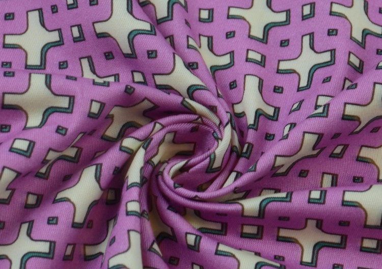 Tkanina Bawełniana Różowa Geometryczne Wzory