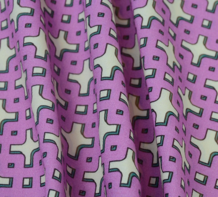 Tkanina Bawełniana Różowa Geometryczne Wzory