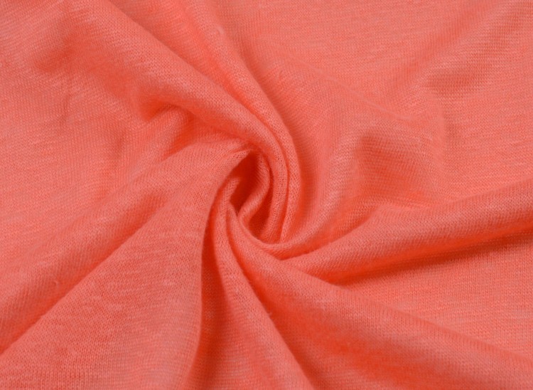 Dzianina Lniana Jasnopomarańczowa