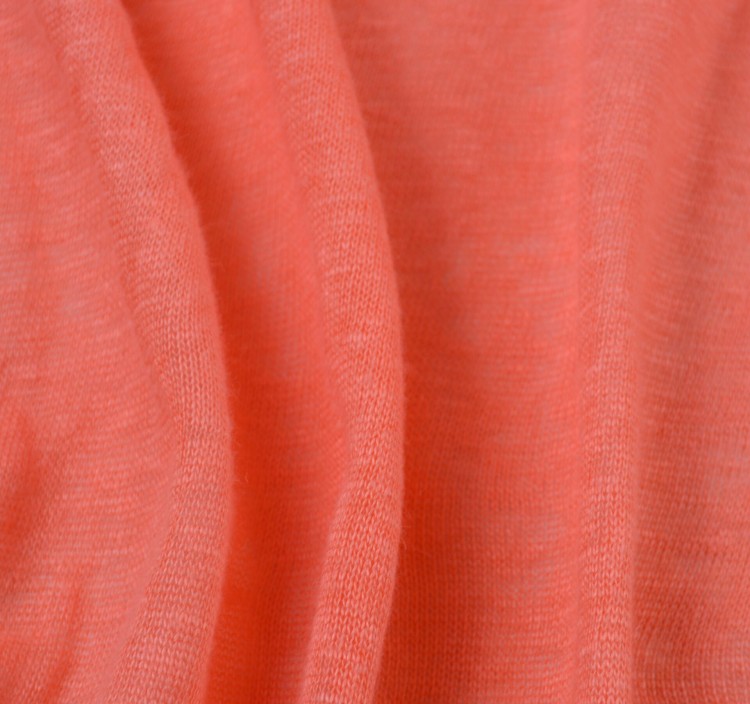 Dzianina Lniana Jasnopomarańczowa