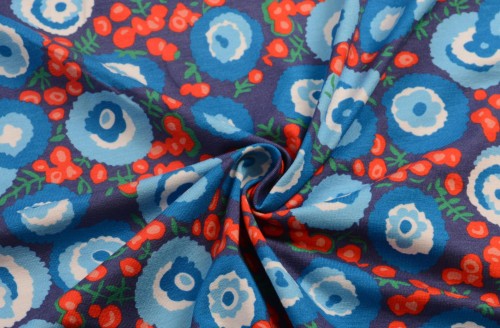 Dzianina Wiskozowa Niebieska Kwiaty DEVEAUX