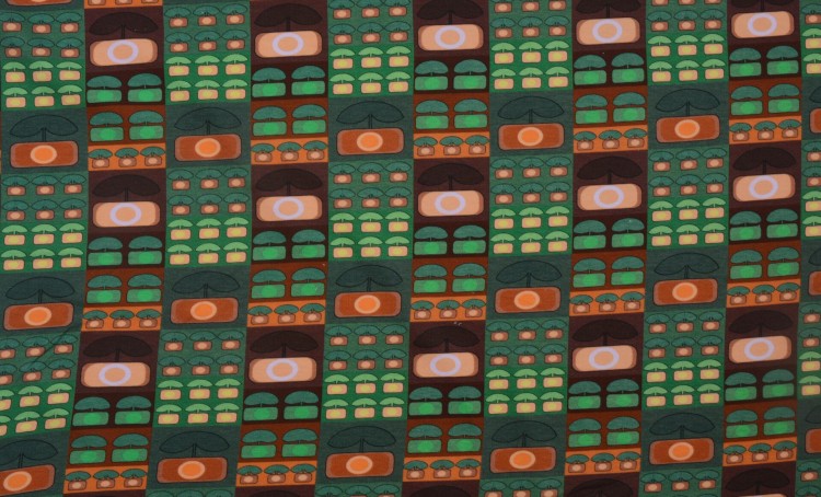 Dzianina Bawełniana Zielona Wzór Geometryczny