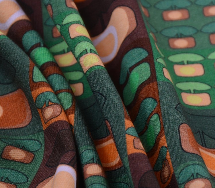 Dzianina Bawełniana Zielona Wzór Geometryczny