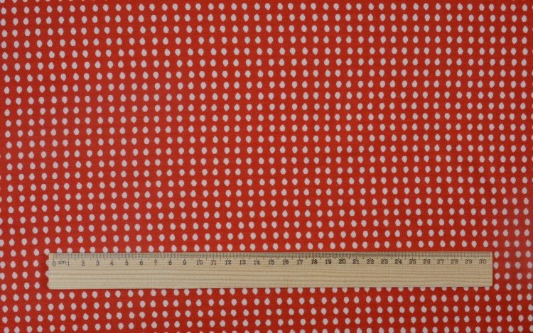 Dzianina Wiskozowa Czerwona Białe Kropki