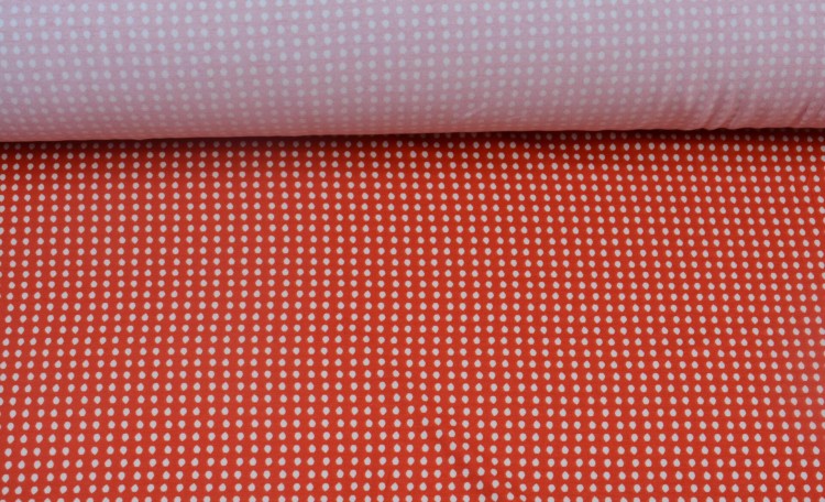 Dzianina Wiskozowa Czerwona Białe Kropki