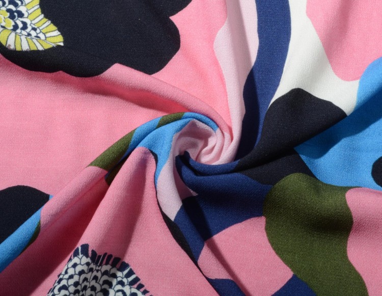 Tkanina Wiskozowa Kolorowy Duży Kwiatowy Wzór