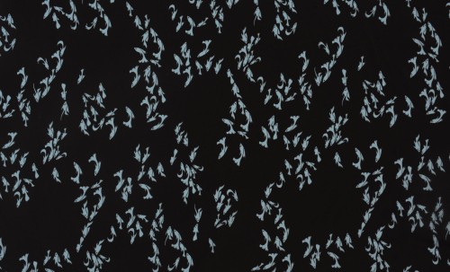 Tkanina Poliestrowa Czarna w Błękitne Rybki