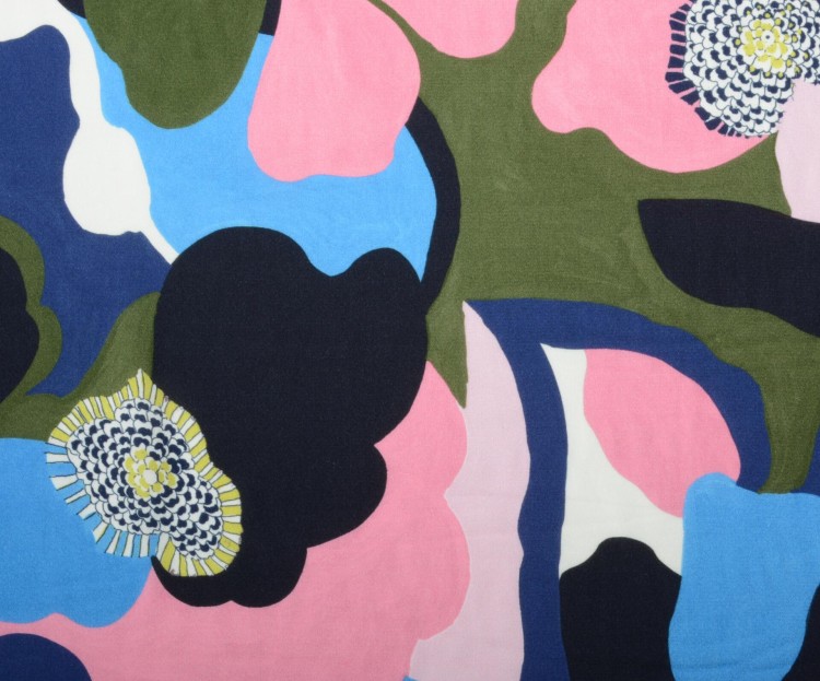 Tkanina Wiskozowa Kolorowy Duży Kwiatowy Wzór