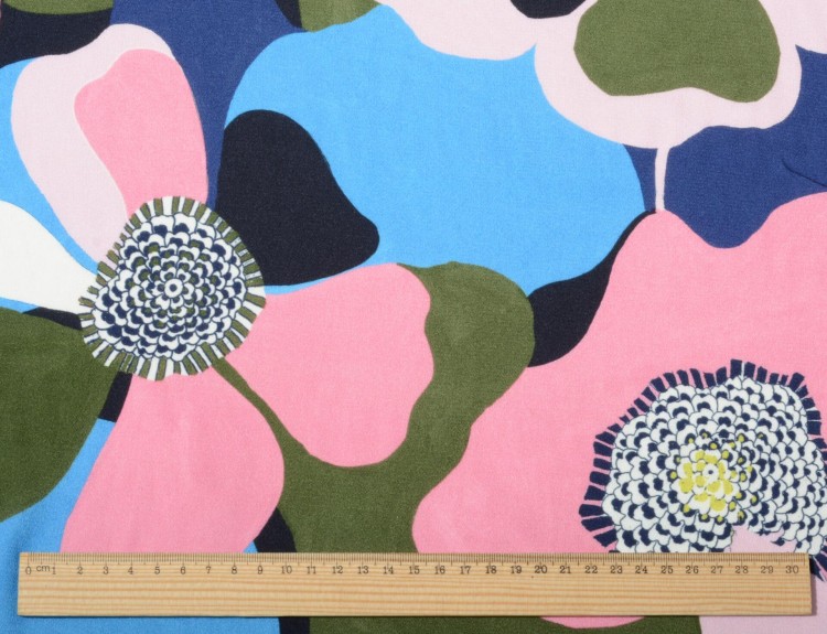 Tkanina Wiskozowa Kolorowy Duży Kwiatowy Wzór