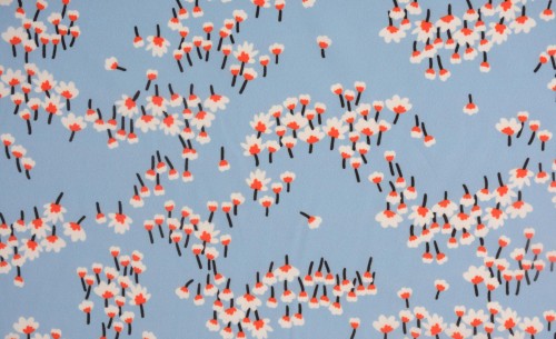 Tkanina Poliestrowa Błękitna Kwiaty