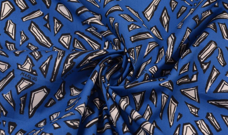 Tkanina Bawełniana Szafirowa Geometryczny Wzór