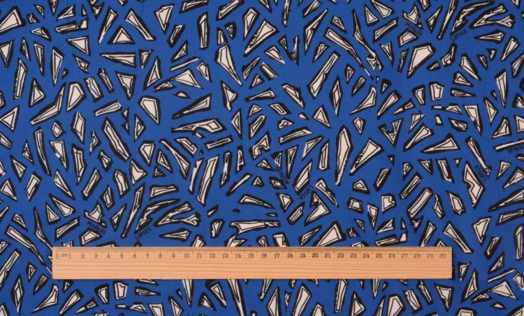 Tkanina Bawełniana Szafirowa Geometryczny Wzór