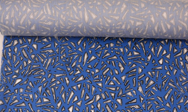 Tkanina Bawełniana Szafirowa Geometryczny Wzór