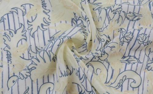 Tkanina Wiskozowa Żółty Roślinny Wzór