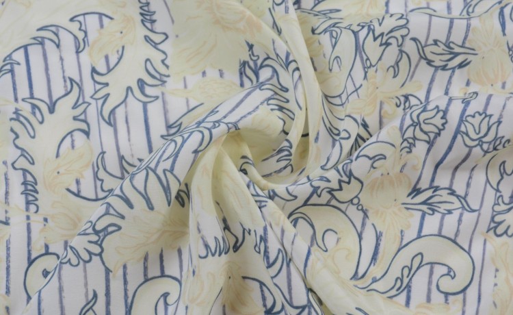 Tkanina Wiskozowa Żółty Roślinny Wzór