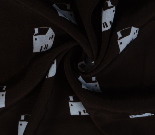 Tkanina Wiskozowa Wzór w Domy